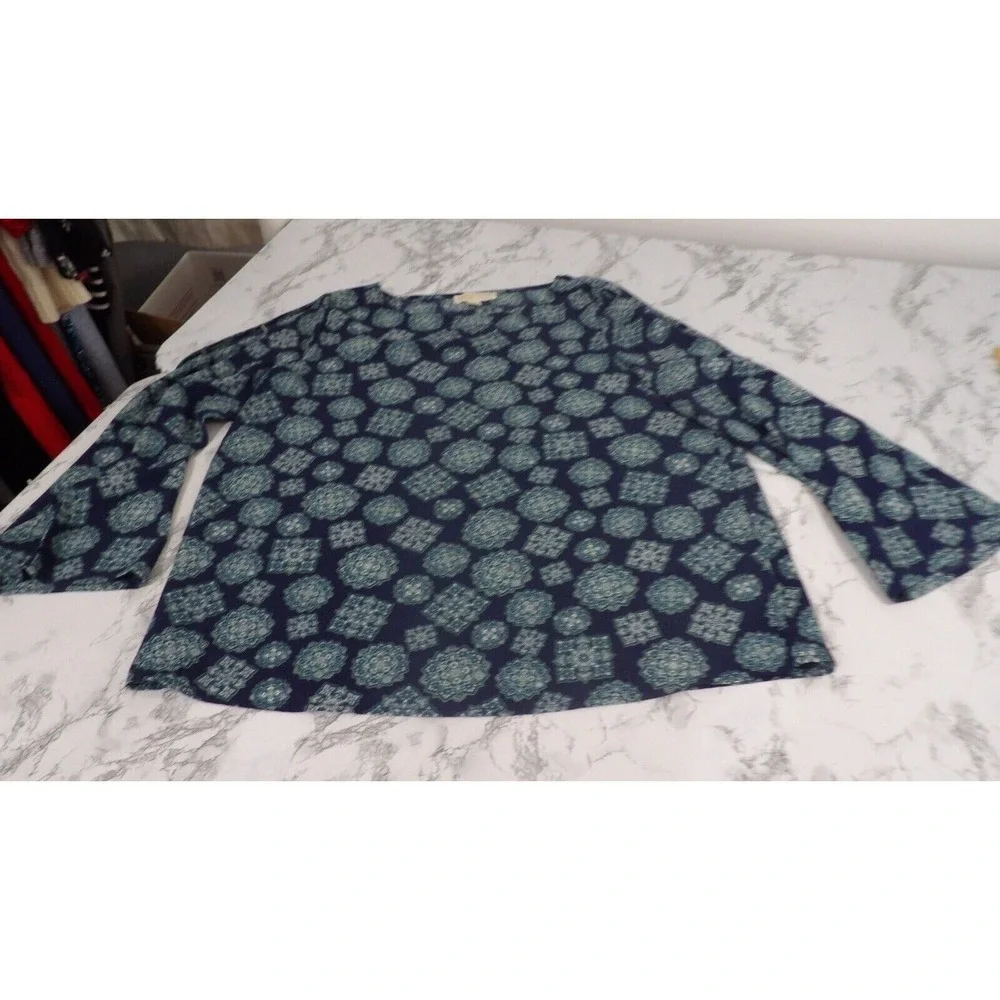 MICHAEL Michael‎ Kors Popover Top Teal Blue Navy Scoop Neck Open Sleeve Size XL